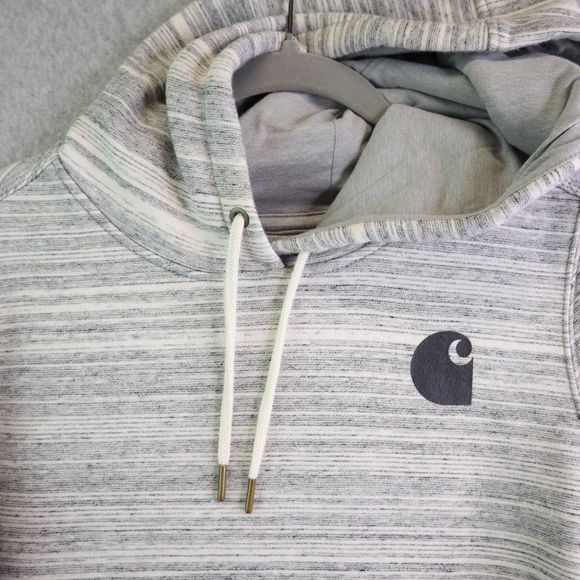 Carhartt Hoodie Womens Small Gray Heathered Sweatshirt Fleece Lined Pullover - Picture 2 of 15